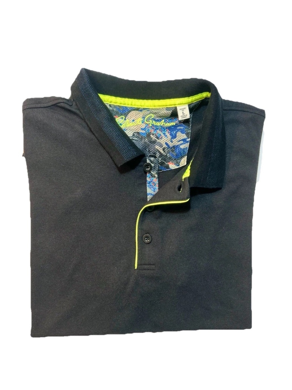 Robert Graham Men’s polo shirt L Black Short Sleeve
